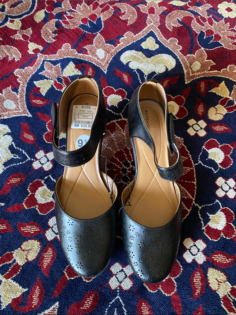easy street Black Perforated Mary Jane Clogs